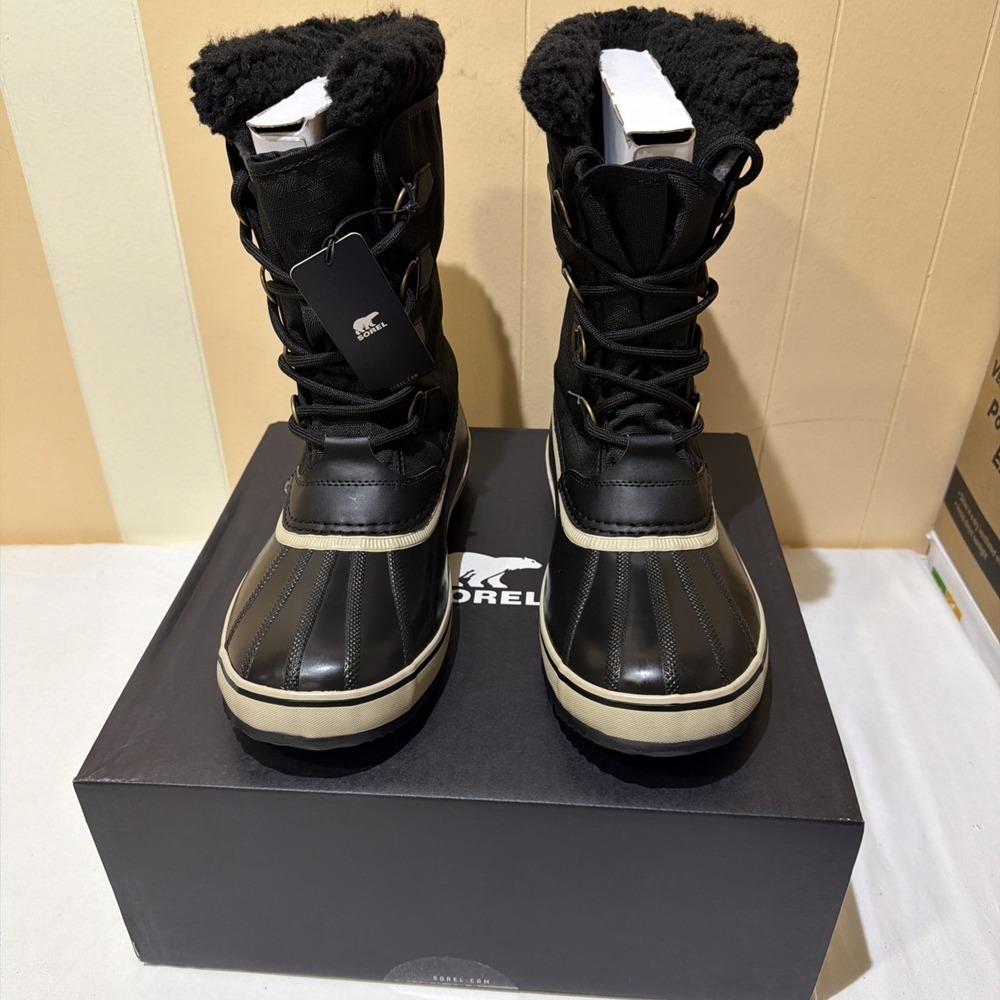 Sorel Men's 1964 Pac Nylon Waterproof Lace-Up Black Snow Boots Size 10 New
